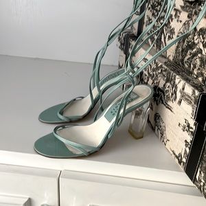 Christian Lacroix leather strappy sandals, acrylic heels, size 36